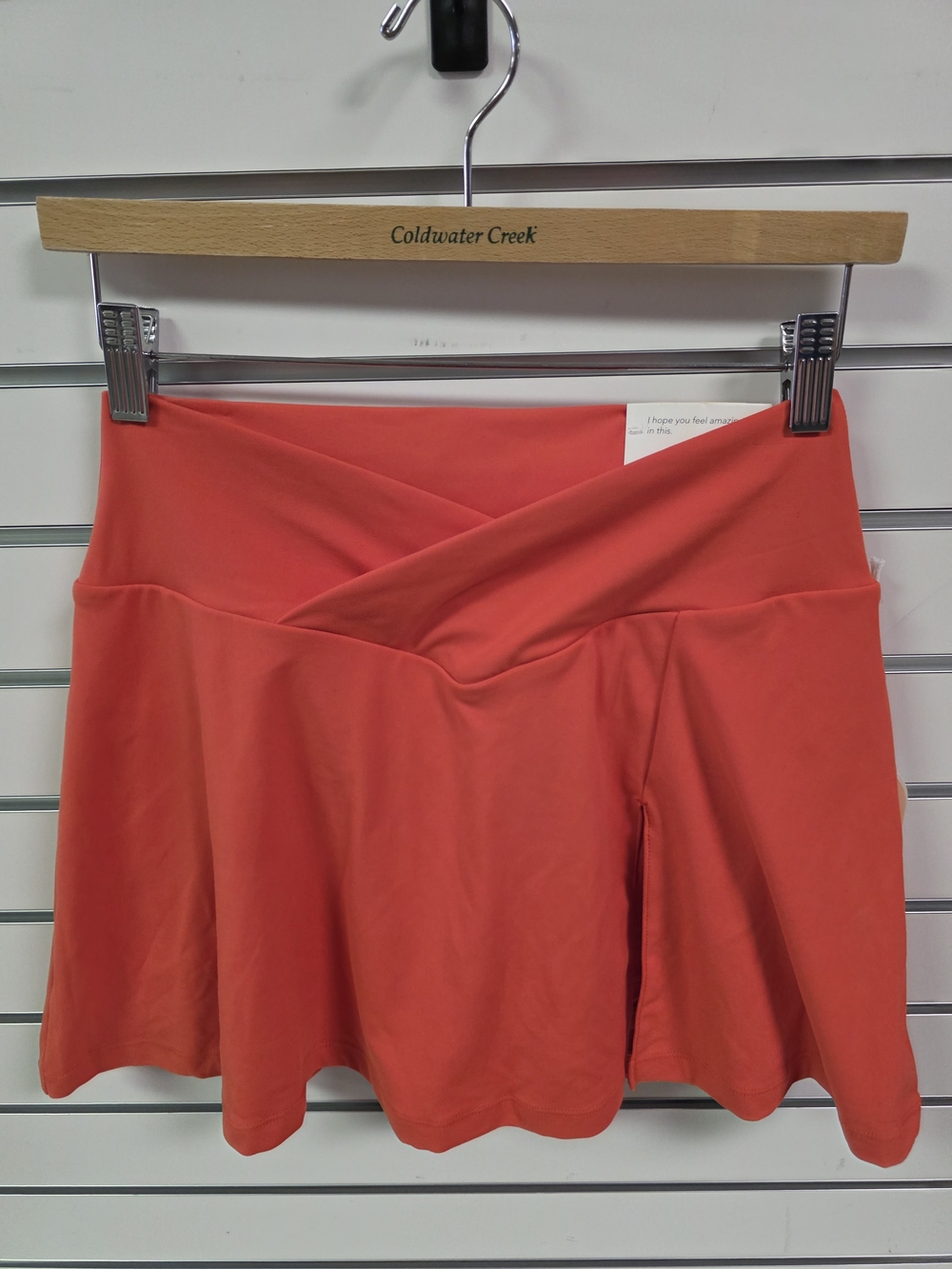 Coral-Red Skort with Crossover Waist